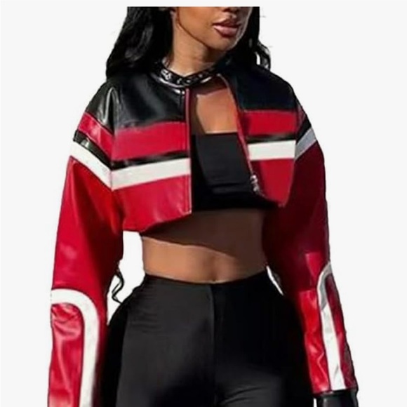 Jackets & Blazers - Stylish Red and Black Women's Jacket